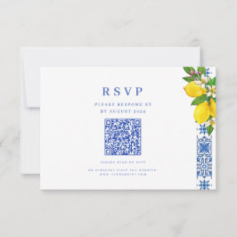 レモエレガント地中海のンとブルー結婚のQR 出欠カード