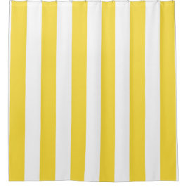 レモクラシックンストライプイエローとホワイトの幅広い シャワーカーテン