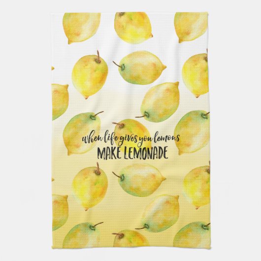 レモグラデーションンス水の色感動的引用文 キッチンタオル (縦)