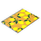 レモシンプルン柄、オレンジ色の背景。 ノートブック (左側)