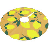 レモシンプルン柄、オレンジ色の背景。 ブラッシュドポリエステルツリースカート (アングル)