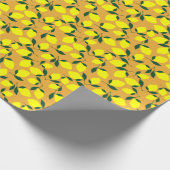 レモシンプルン柄、オレンジ色の背景。 ラッピングペーパー (角)