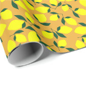 レモシンプルン柄、オレンジ色の背景。 ラッピングペーパー (ロールコーナー)