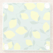 レモシンプルン、緑の背景プリント。 ガラスコースター (裏面)