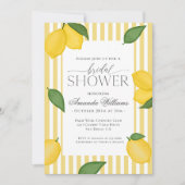 レモストライプのンイタリアン地中海のブライダルシャワー 招待状 (正面)