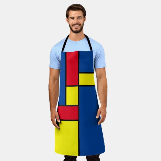 レモダンッドイエロー&ブルーインスパイアバイデスティルアート エプロン (着用した状態)