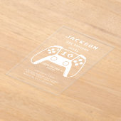 レモダンベミニマルルアップゲーマー子供の誕生日パーティー アクリル招待状 (レイダウン)