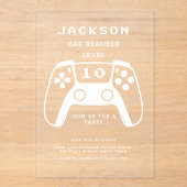 レモダンベミニマルルアップゲーマー子供の誕生日パーティー アクリル招待状 (正面)