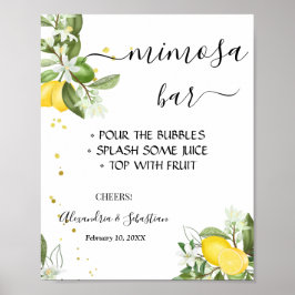 レモニーグリーンリーミモザバーブライダルシャワーサイン ポスター
