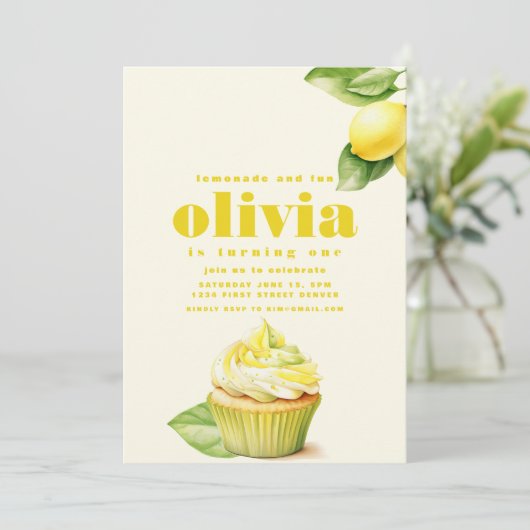 レモネードとおもしろい、1つの最初の誕生日 招待状 (スタンド正面)