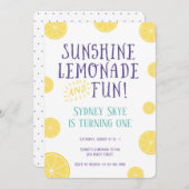 レモネードとサンシャインの夏の誕生日 招待状 (正面/裏面)