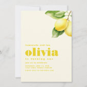 レモネードと楽しい時間、1歳の誕生日 招待状 (正面)