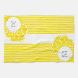 レモネードのためのモノグラムのなレモン キッチンタオル