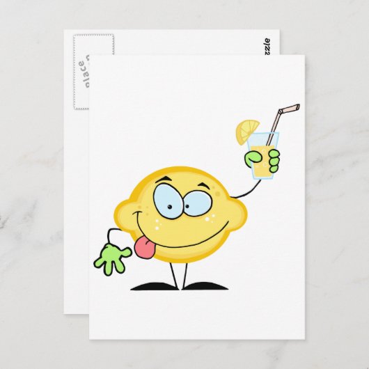 レモネードのグラスを持つレモン ポストカード (正面/裏面)