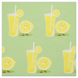 レモネードの微笑レモンそしてガラス ファブリック