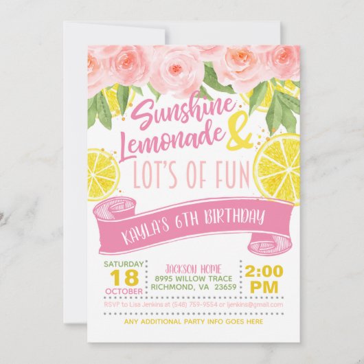 レモネードの招待状 招待状 (正面)