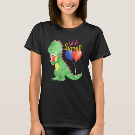レモネードの軽食を持つ小さな甘い恐竜 Tシャツ (正面)