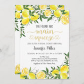 レモネードグリーンリー金ゴールドメインスクイーズブライダルシャワー 招待状 (正面/裏面)