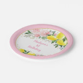 レモネードサンシャインピンク金ゴールドフローラ誕生日 ペーパープレート (アングル)