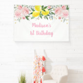 レモネードサンシャインピンク金ゴールドフローラ誕生日 横断幕 (インサイチュ)