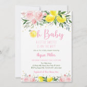 レモネードスウィーティピンクフローラベビーシャワー 招待状 (正面)