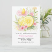 レモネードスタンドお祝いガールベビーシャワー 招待状 (スタンド正面)