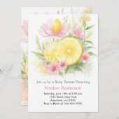 レモネードスタンドお祝いガールベビーシャワー 招待状 (正面/裏面)