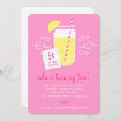 レモネードスタンドの誕生日パーティー招待状 招待状 (正面/裏面)