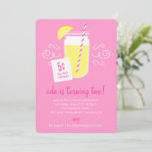 レモネードスタンドの誕生日パーティー招待状 招待状 (スタンド正面)