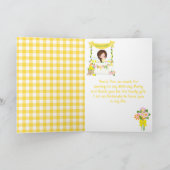 レモネードスタンドの誕生日茶色の髪の少女 サンキューカード (内部)