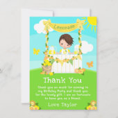 レモネードスタンドの誕生日 ブラウン ヘアの少年 サンキューカード (正面)