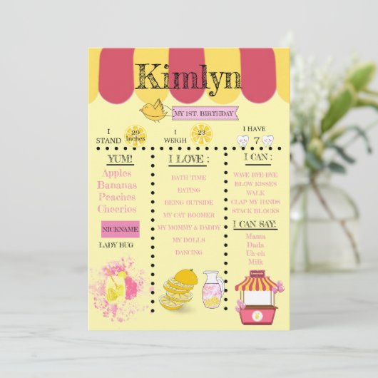 レモネードスタンドイエローファースト誕生日救パーティーザ セーブザデート (スタンド正面)