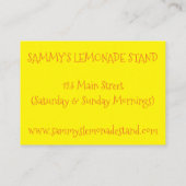 レモネードスタンドイエローレモンエード投手 名刺 (裏面)