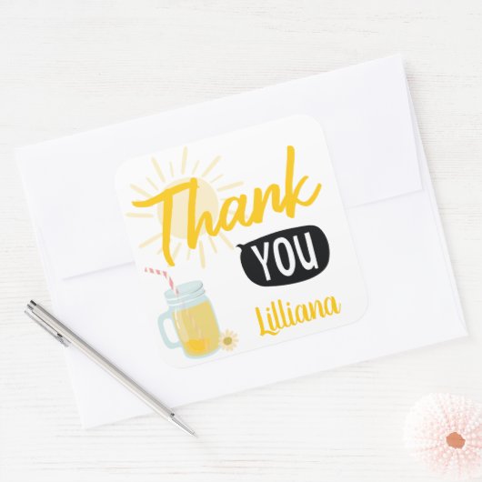 レモネードスタンドサンキューパーソナライズされた スクエアシール (封筒)