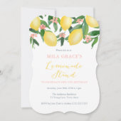 レモネードスタンドバースデーパーティー小さな女の子 招待状 (正面)