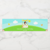 レモネードスタンド誕生日ブラウンヘアガール ペットボトルラベル (シングルラベル)