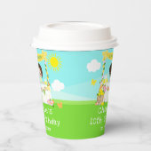 レモネードスタンド誕生日ブラウンヘアガール 紙コップ (左)