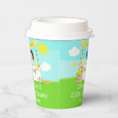 レモネードスタンド誕生日ブラウンヘアガール 紙コップ (右)