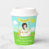レモネードスタンド誕生日ブラウンヘアガール 紙コップ (正面)