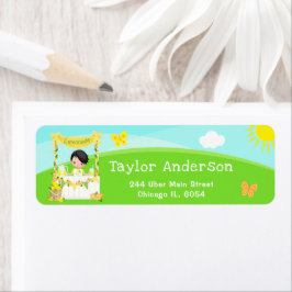 レモネードスタンド誕生日ブラックヘアボーイ ラベル