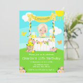 レモネードスタンド誕生日ブロンドヘアガール 招待状 (スタンド正面)