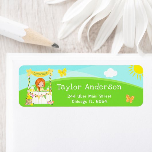 レモネードスタンド誕生日レッドヘアガール ラベル (インサイチュ)