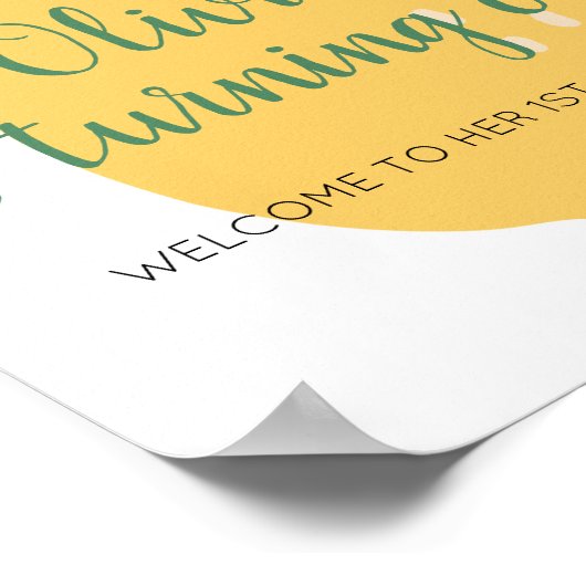 レモネードターニングワンレモンウェルカム1歳の誕生日 ポスター (角)