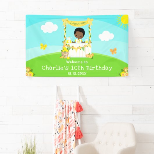 レモネードダークスキンボーイ誕生日ウェルカム 横断幕 (インサイチュ)