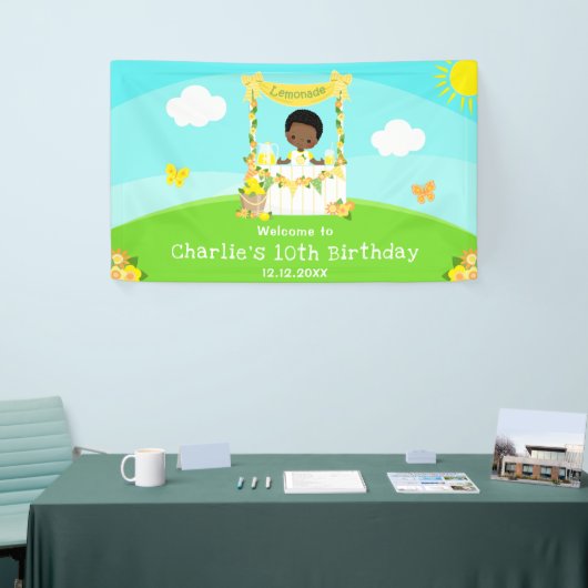 レモネードダークスキンボーイ誕生日ウェルカム 横断幕 (トレードショー)