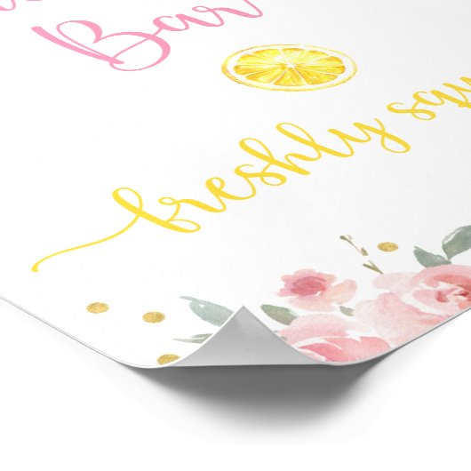 レモネードバーピンク金ゴールドフローラ誕生日 ポスター (角)