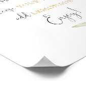 レモネードバー赤面ピンクホワイト金ゴールドフローラ標識 ポスター (角)