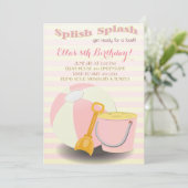 レモネードビーチプールバースデーパーティ招待状 招待状 (スタンド正面)