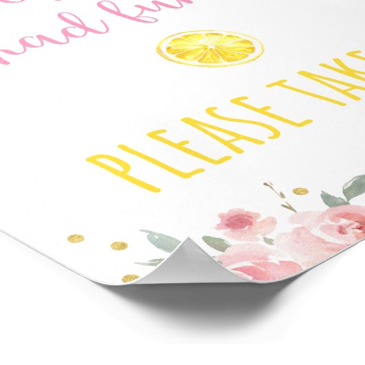 レモネードピンクフローラ誕生日お気に入りサイン ポスター (角)