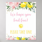 レモネードピンクフローラ誕生日お気に入りサイン ポスター (正面)